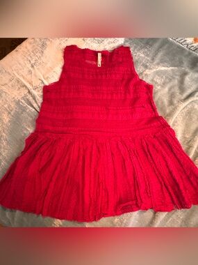 Free people intimately Red Sleeveless Tiered lace top
